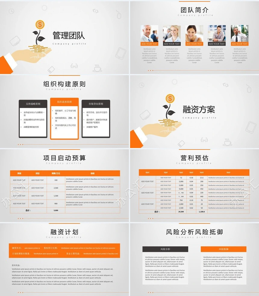 完整框架创业计划书融资报告商业集资通用PPT模板