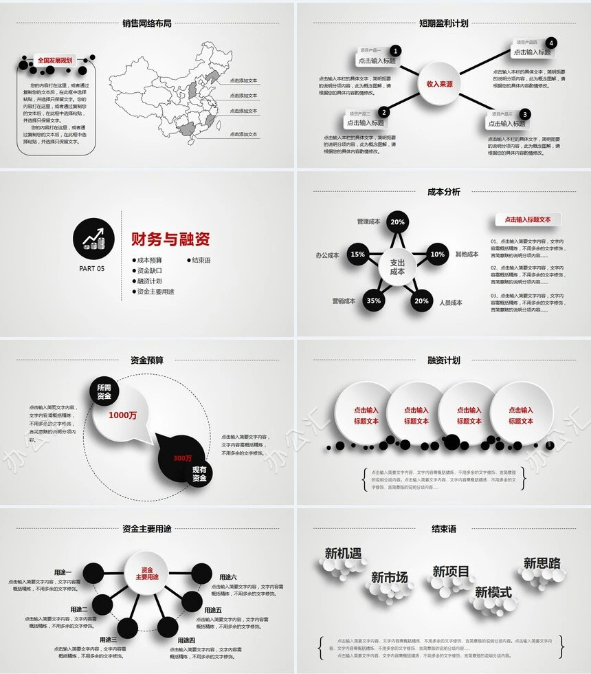 框架完整创业融资计划书通用PPT模板