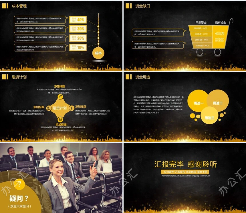 高楼大厦背景图公司宣传产品发布商业融资提案手册通用PPT模板