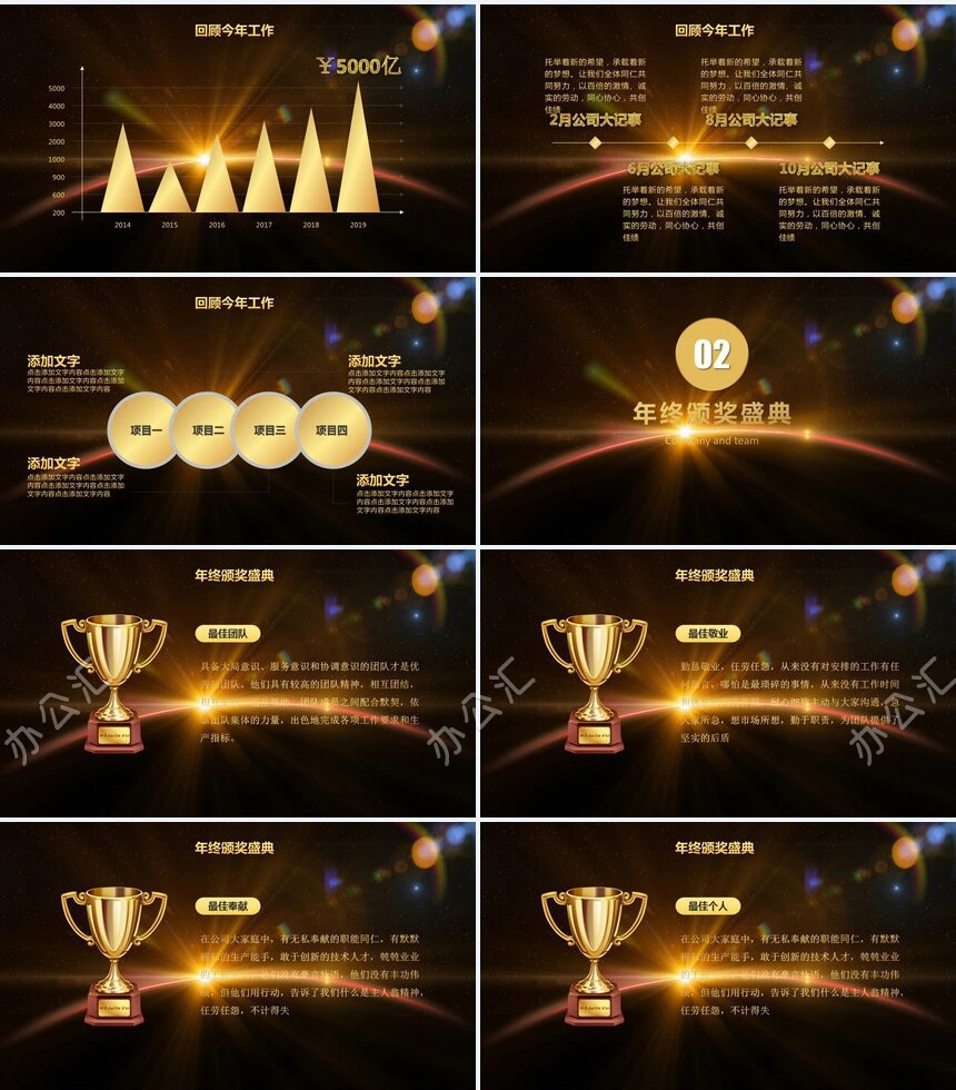 喜庆年终总结汇报年会颁奖PPT