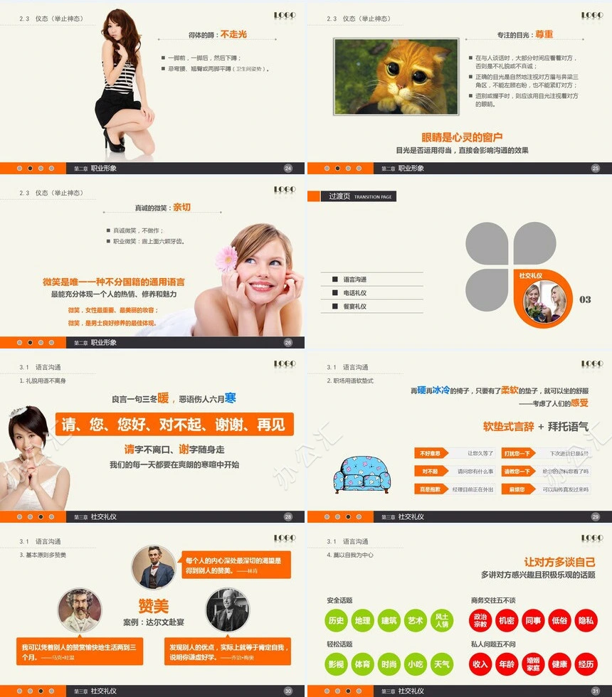 新员工入职培训之实用礼仪培训通用PPT模板