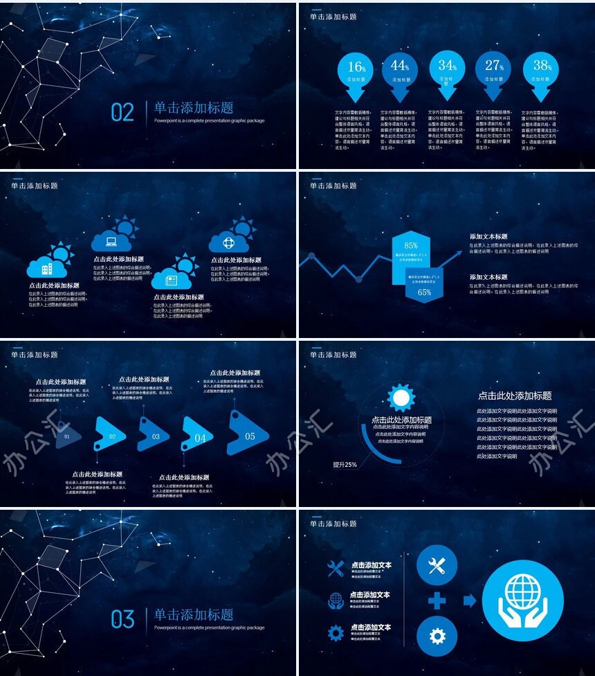 蓝色科技感公司简介项目计划书通用PPT模板