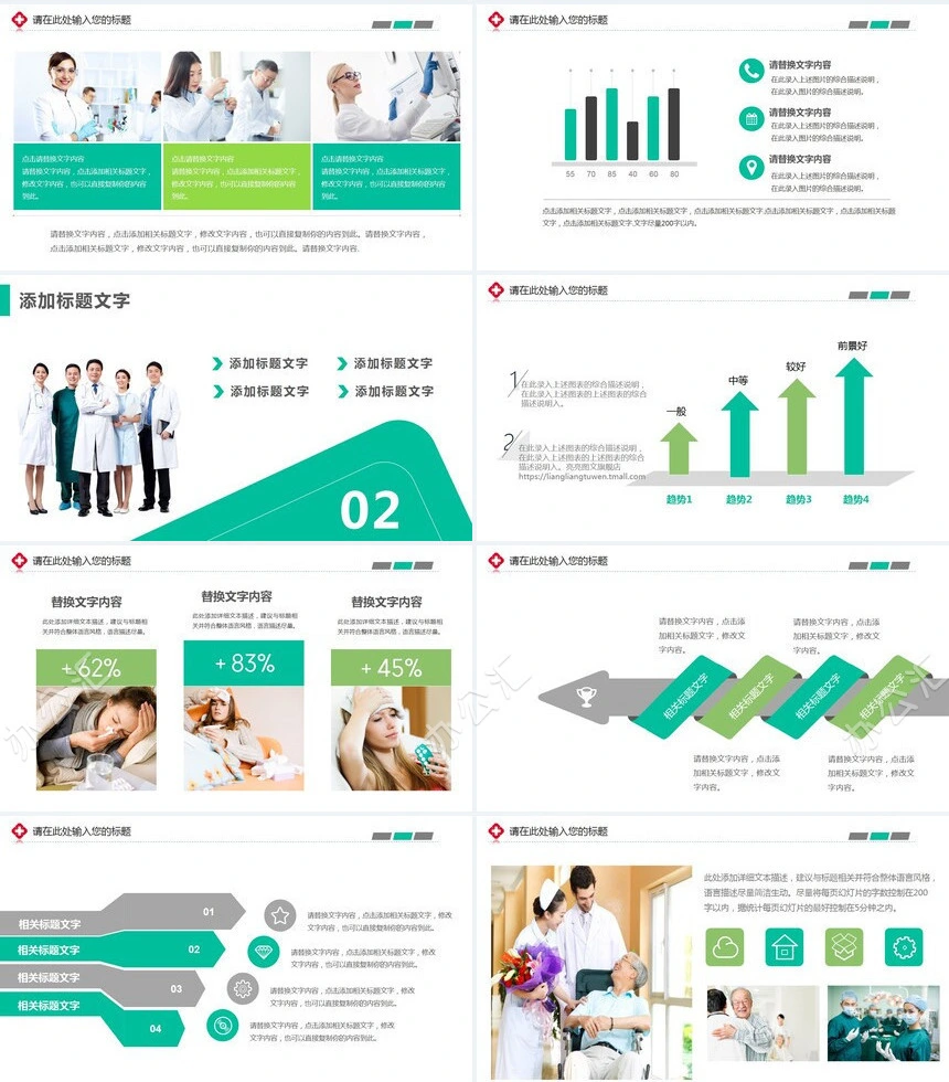 医学医疗通用PPT模板适合述职报告个人简介工作总结会议报告