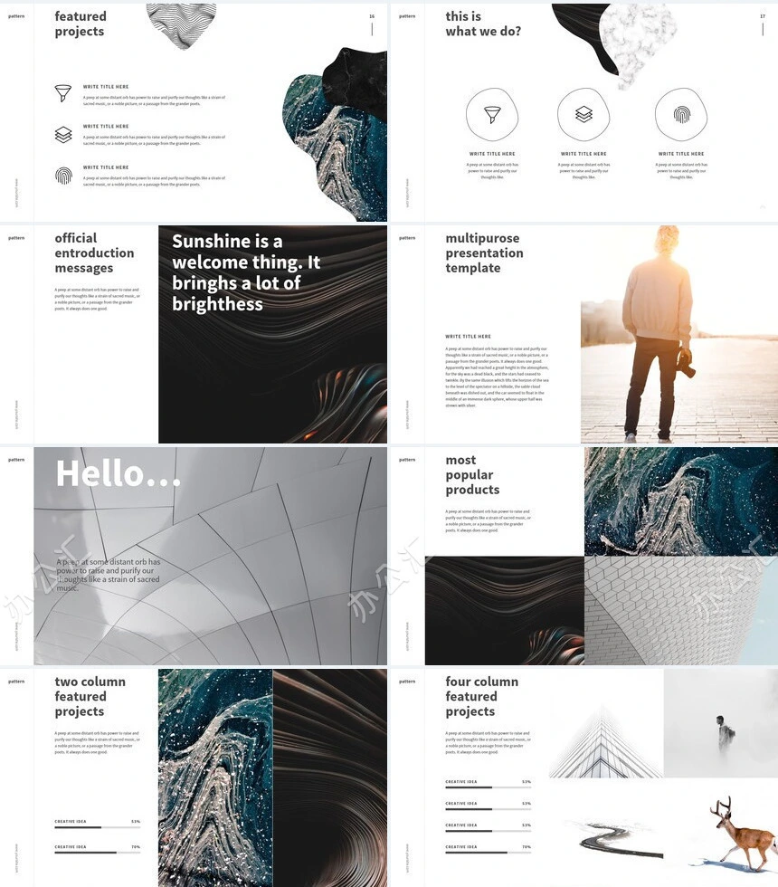 轻奢欧美艺术风猫咪主题公司简介项目策划通用PPT模板