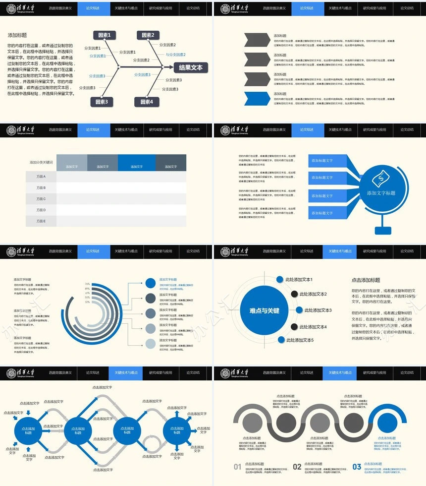 框架完整简约精致论文答辩PPT模板