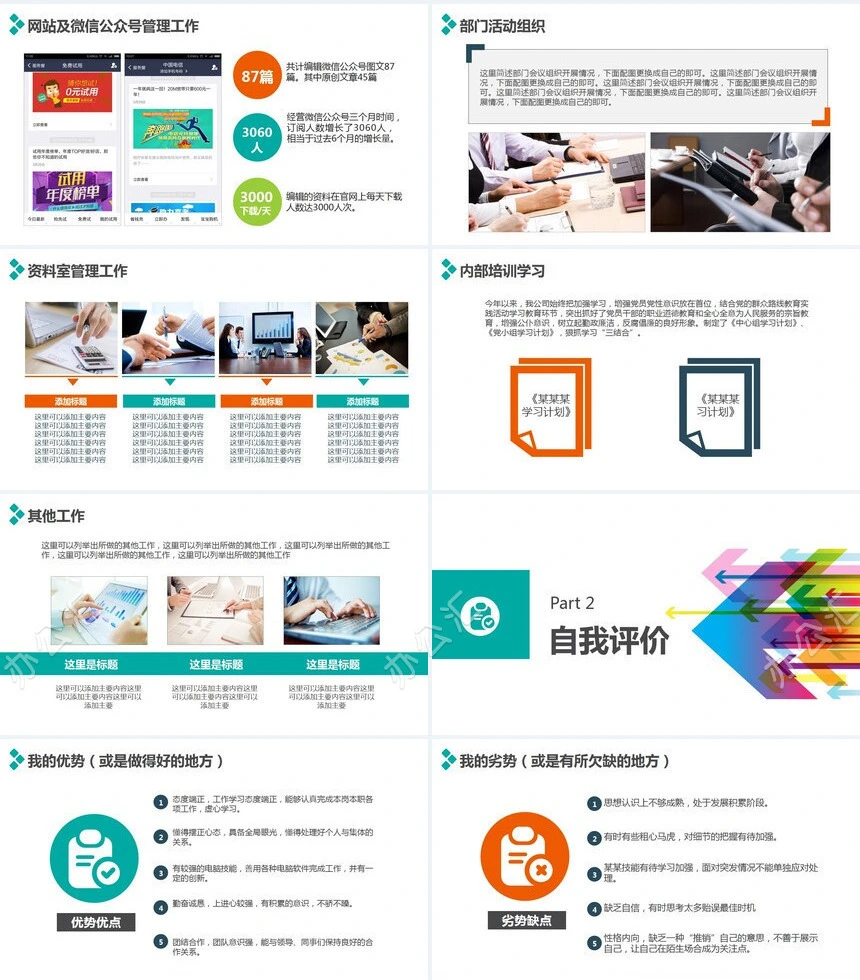 个人述职报告PPT模板转正述职干部述职框架文字内容完整