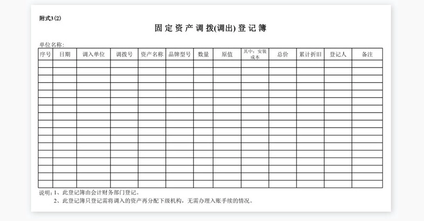 固定资产调拨单