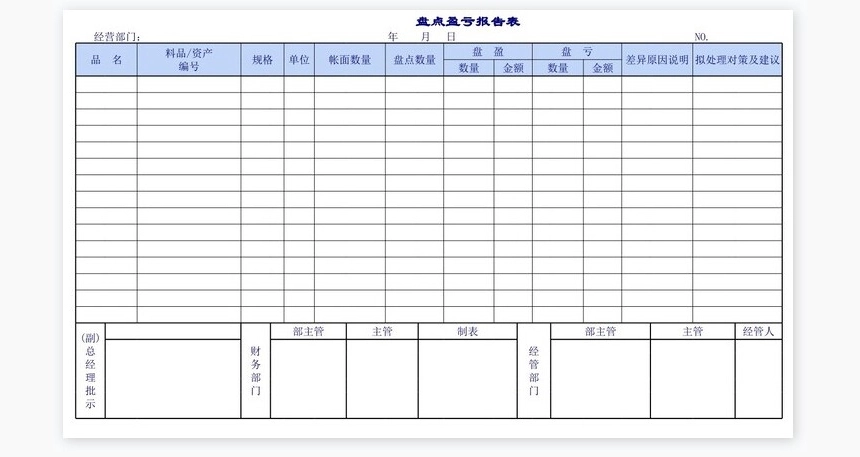 企业公司使用的盘点表