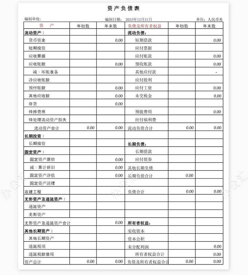 自动计算财务报表