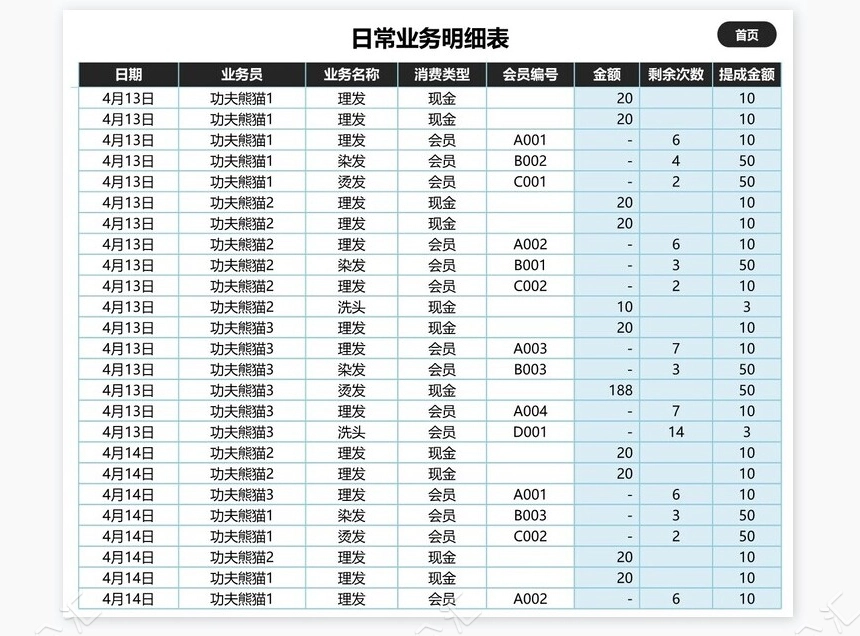 会员管理系统-会员散客管理明细查询