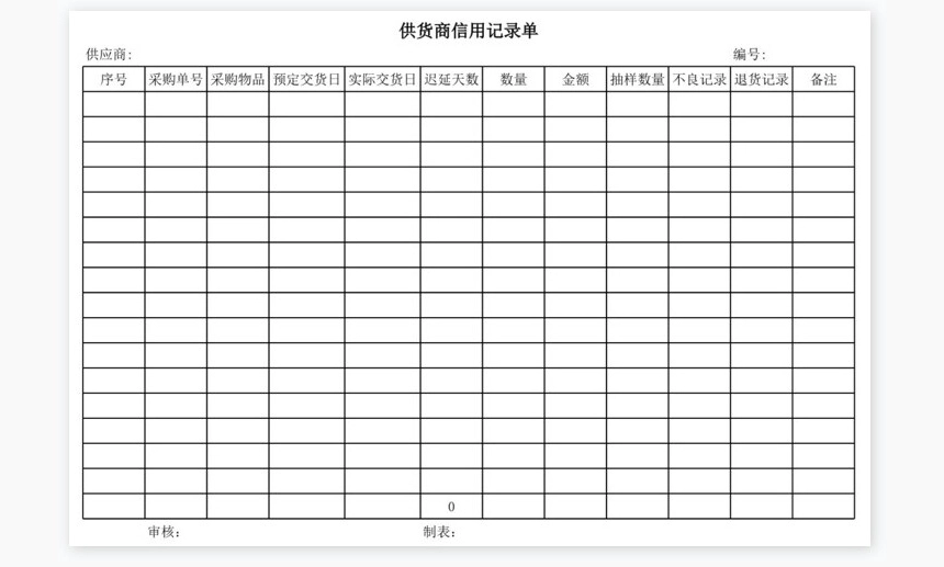 材料采购记录表