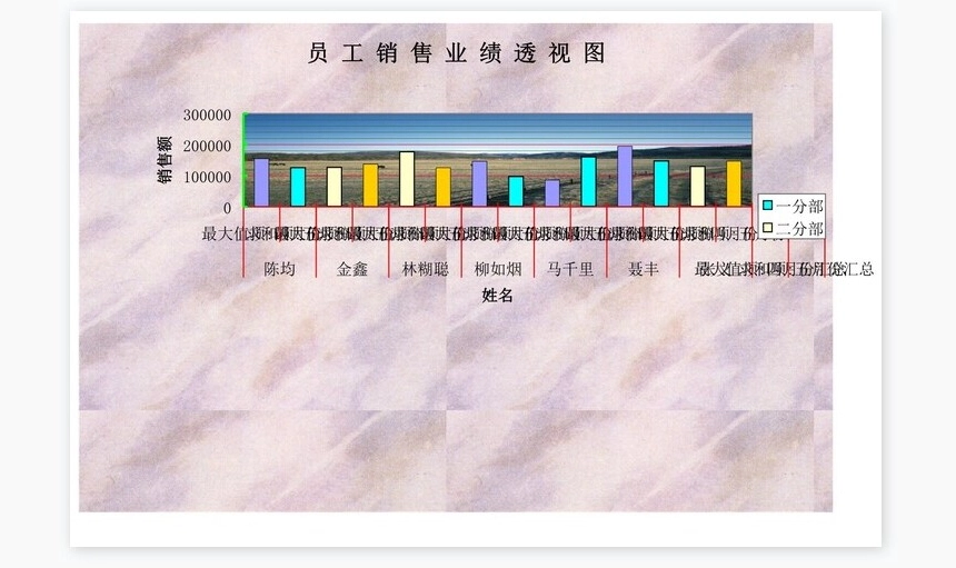 员工销售业绩透视图表