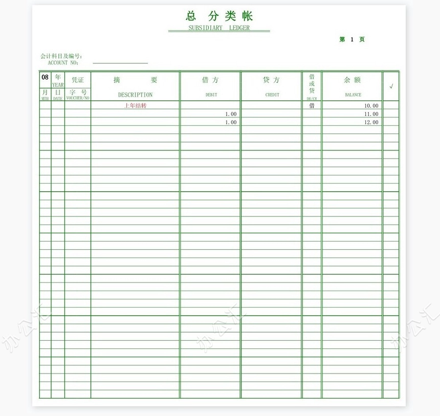 总分类账明细分类账原材料物资进销存
