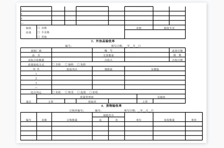 物资验收日报表