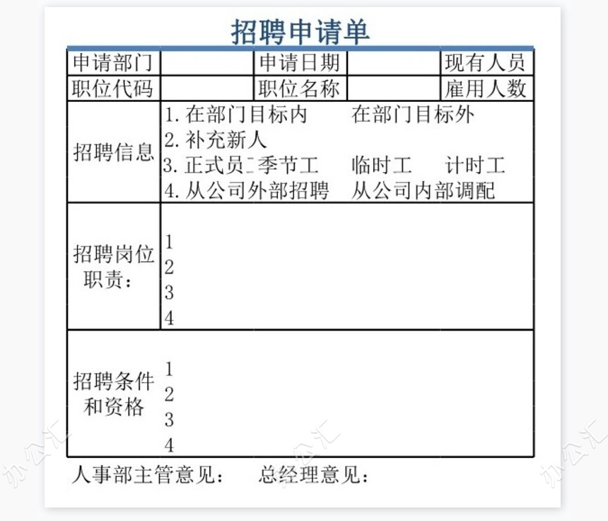 招聘申请表