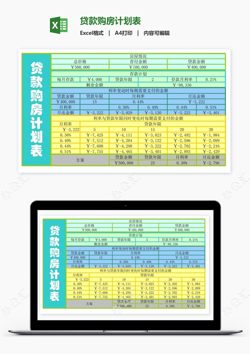贷款购房计划表
