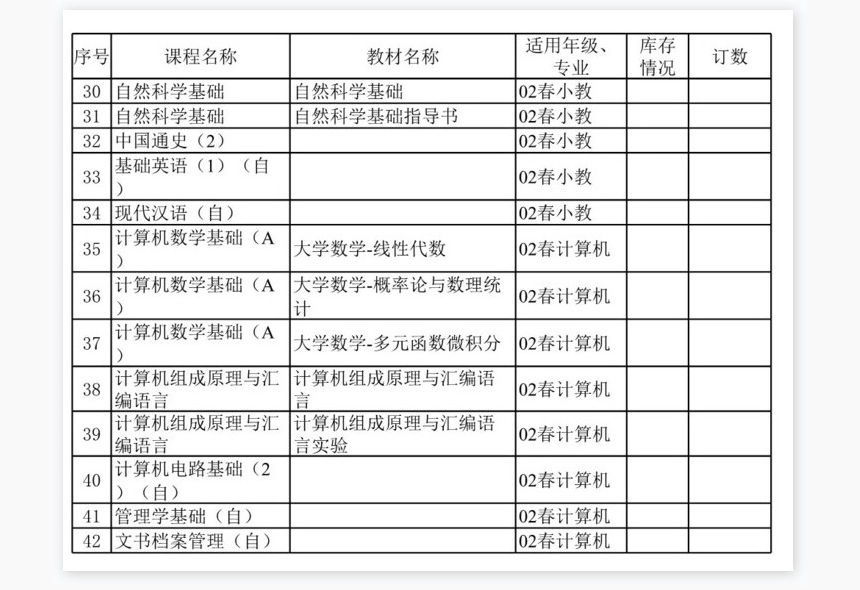 大学教育教材使用计划