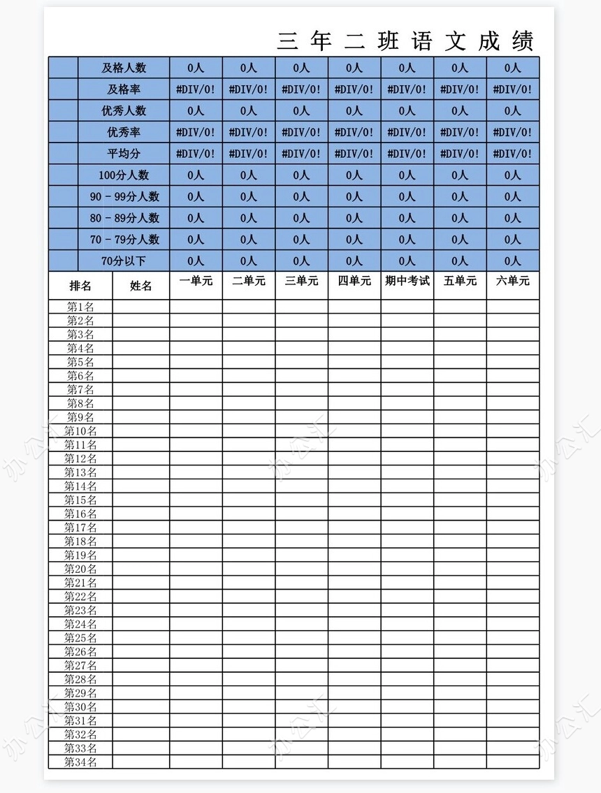 学生成绩统计表