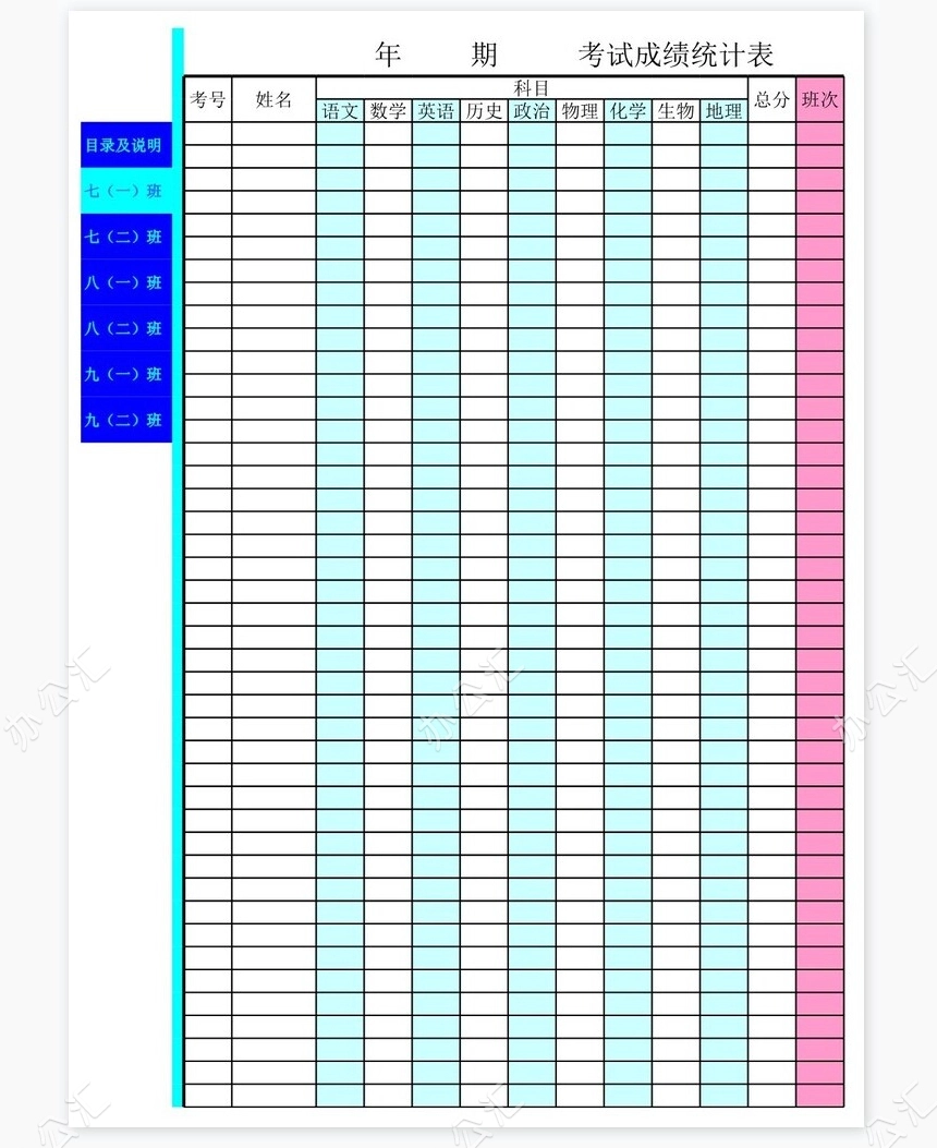 年级成绩自动统计