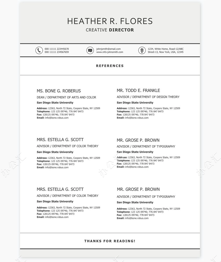 英文个人简历求职简历word模板共2页(12)
