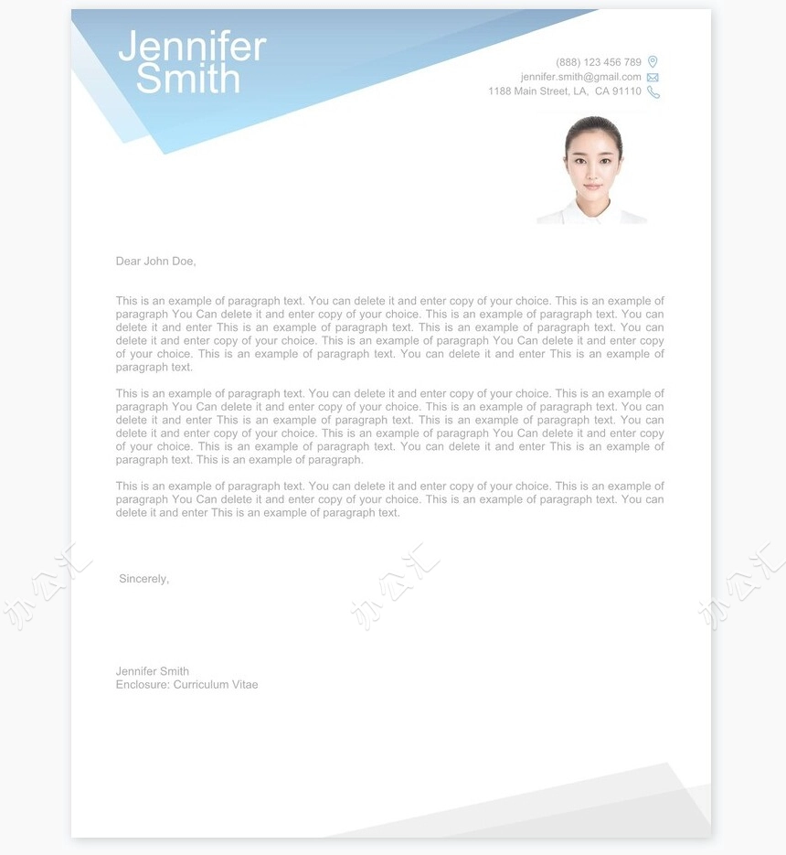 蓝色几何图英文简历求职简历word简历模板