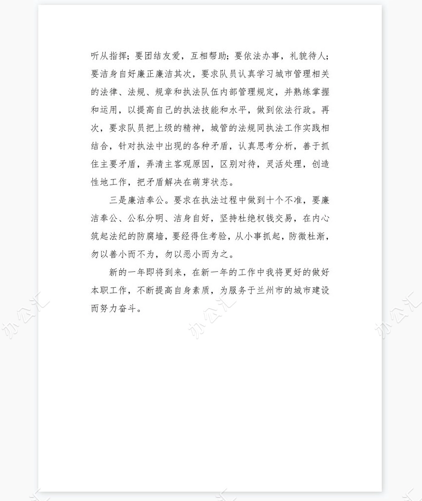 城管个人工作总结