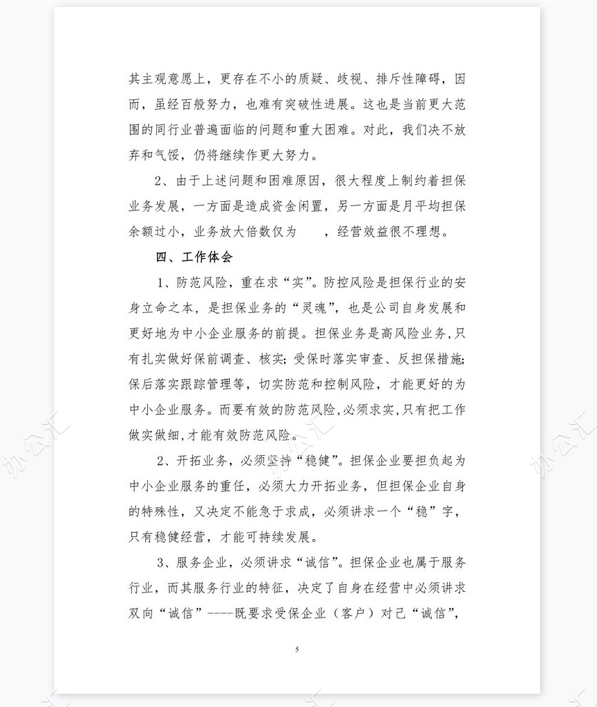 度担保公司工作总结