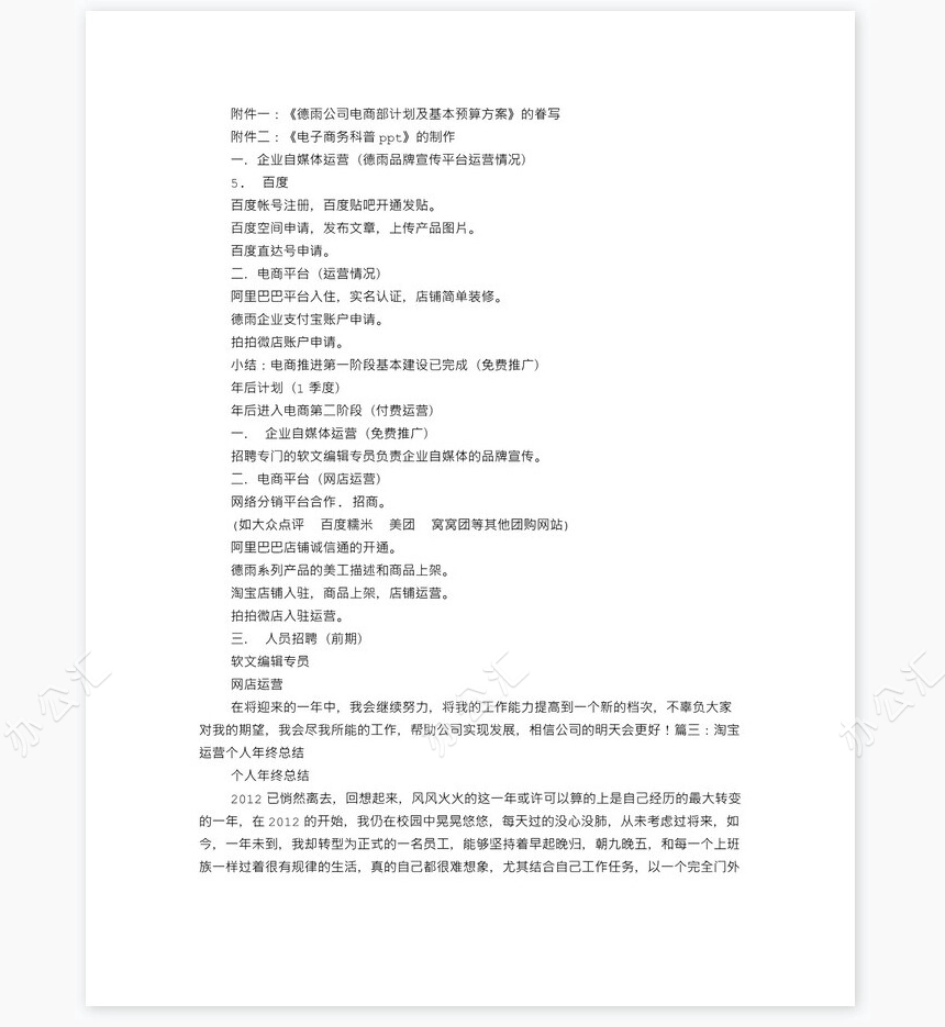 电商运营年度工作总结