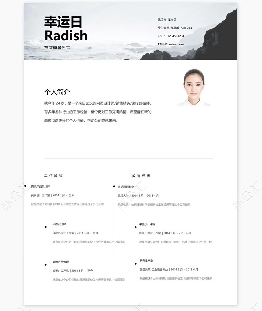 个人简历四页word模板(17)