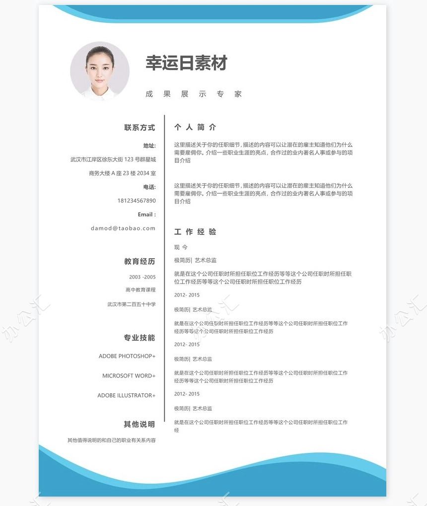 个人简历四页word模板(19)