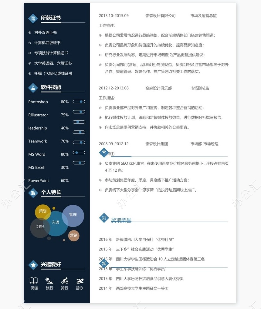 双页个人简历word模板(7)