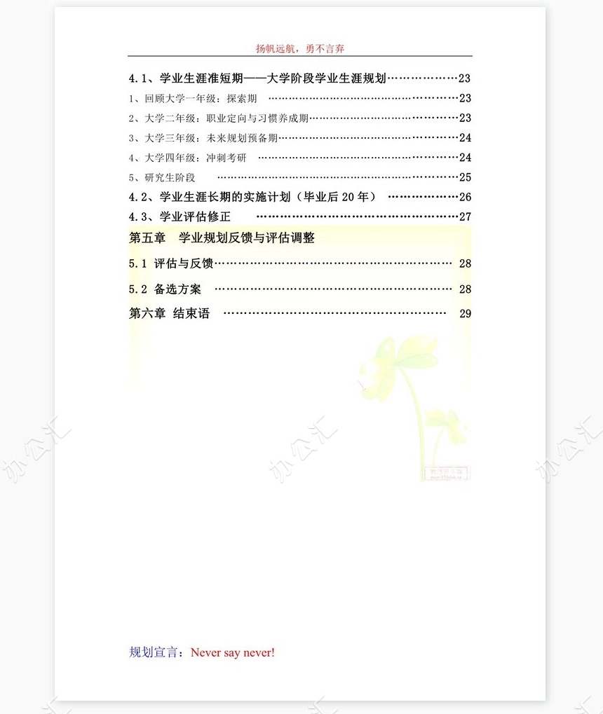 大学生学业生涯规划书-化工word模板