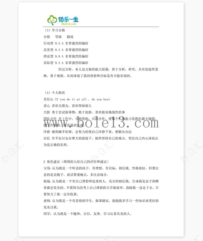 油画专业大学生职业生涯规划书范文word模板