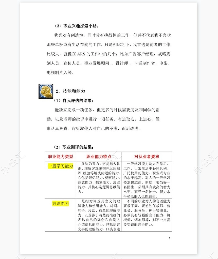 美术专业职业生涯规划书word模板