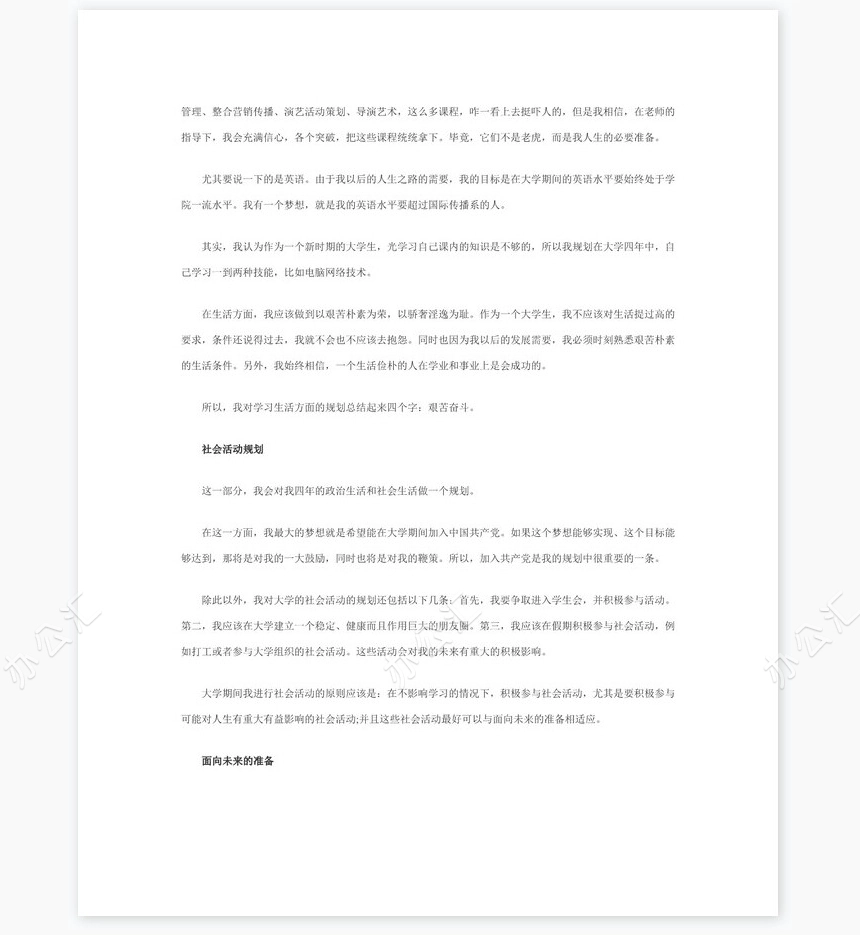 美术职业生涯规划书word模板(2)