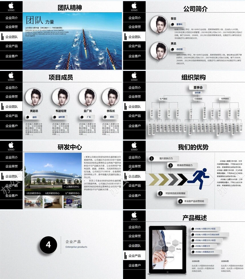 黑灰色企业介绍产品展示通用PPT模板