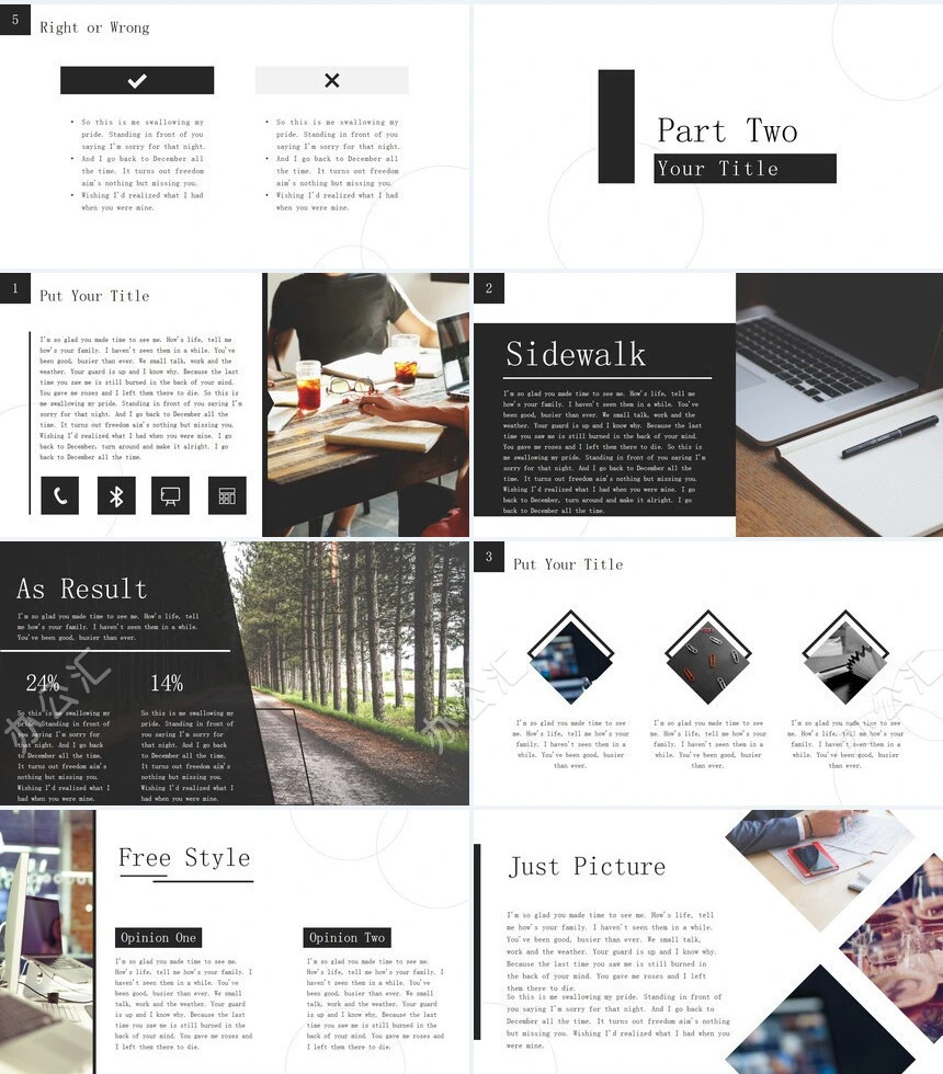 灰色圆形极简风格通用PPT模板