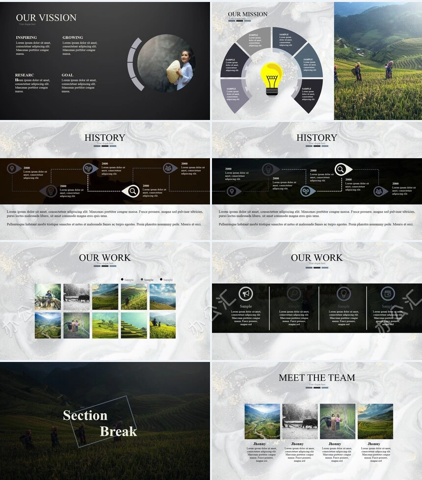 时尚水彩风格通用PPT模板(103)