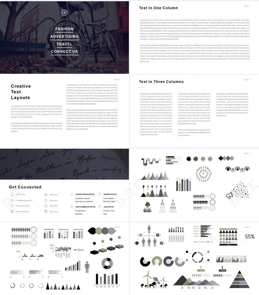 时尚水彩风格通用PPT模板(112)