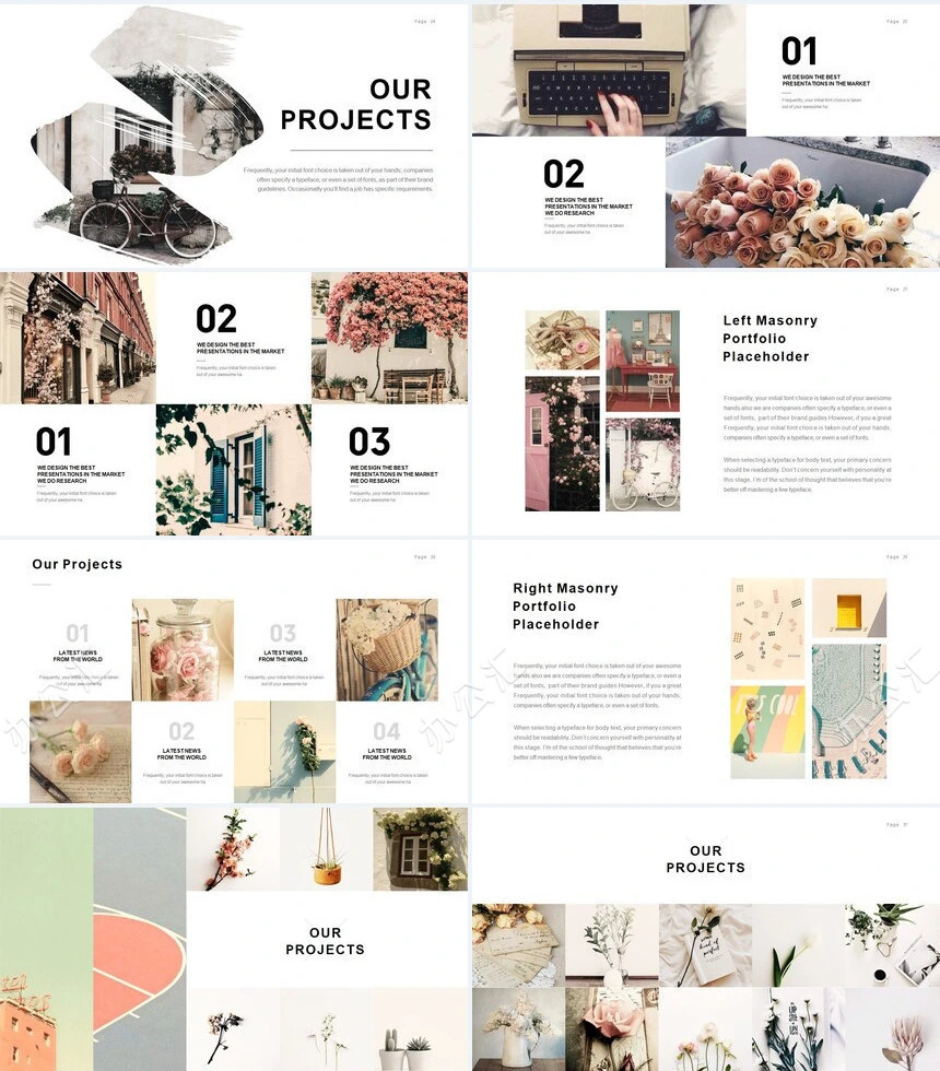 时尚水彩风格通用PPT模板(112)