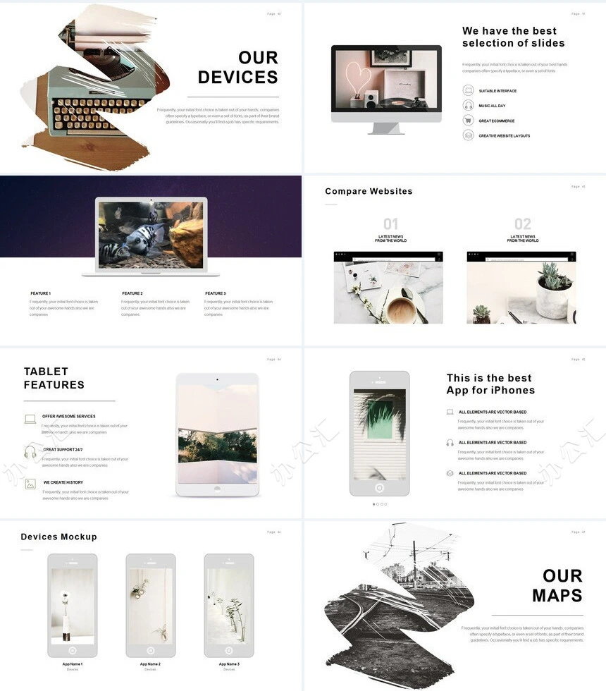 时尚水彩风格通用PPT模板(112)