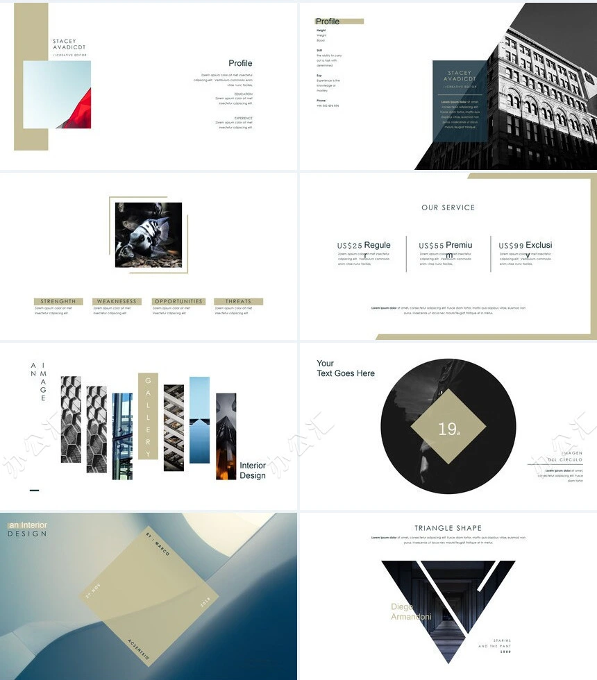 时尚水彩风格通用PPT模板(117)