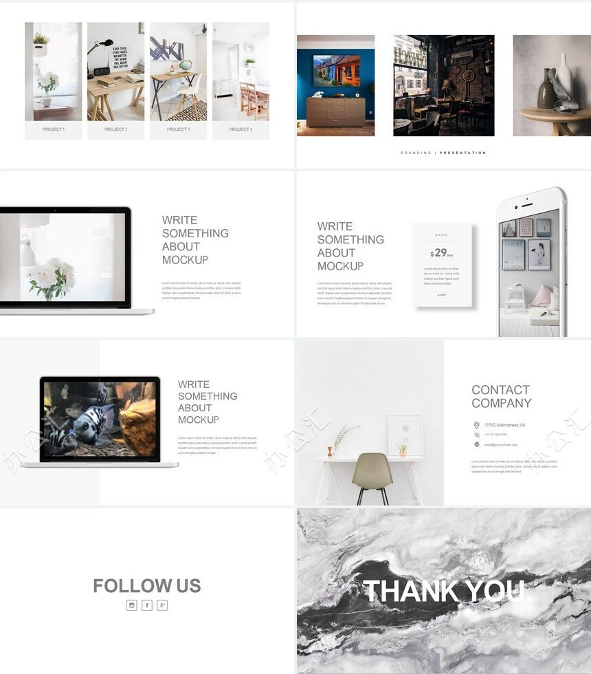 时尚水彩风格通用PPT模板(118)