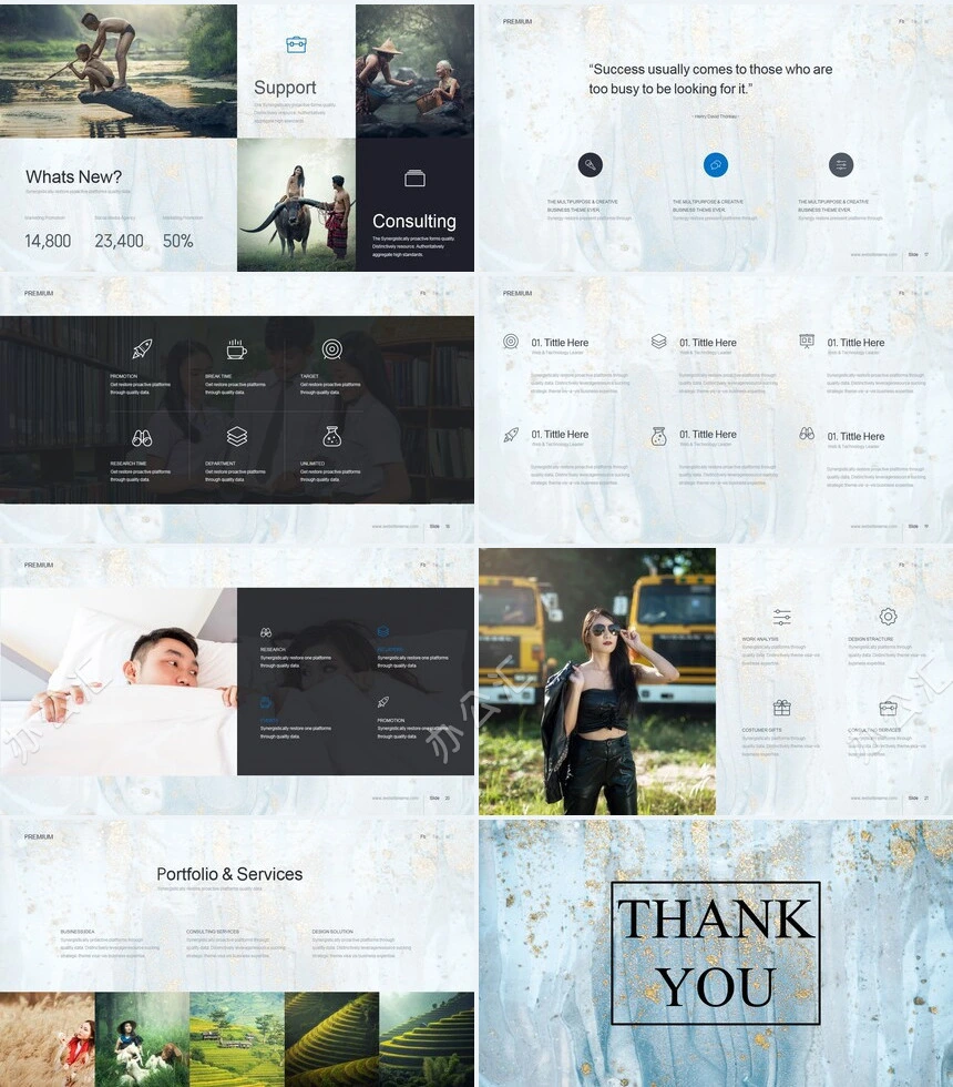 时尚水彩风格通用PPT模板(61)