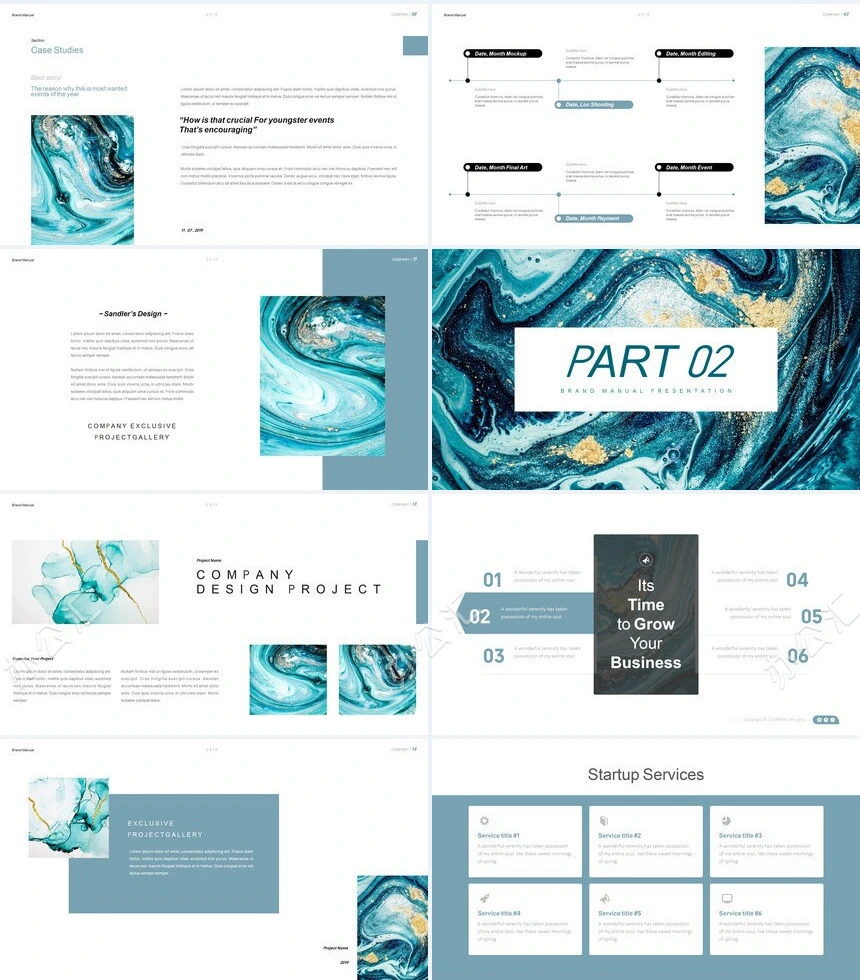 时尚水彩风格通用PPT模板(70)