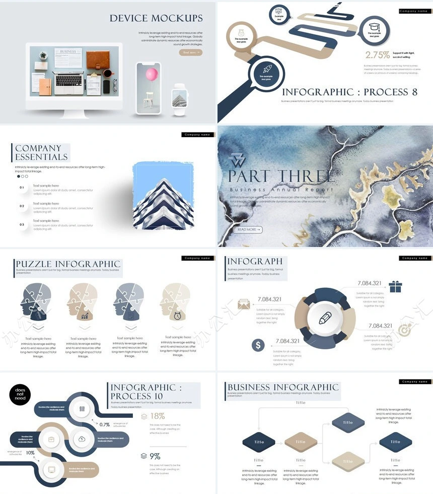 时尚水彩风格通用PPT模板(71)