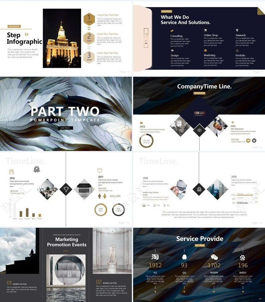 时尚水彩风格通用PPT模板(73)