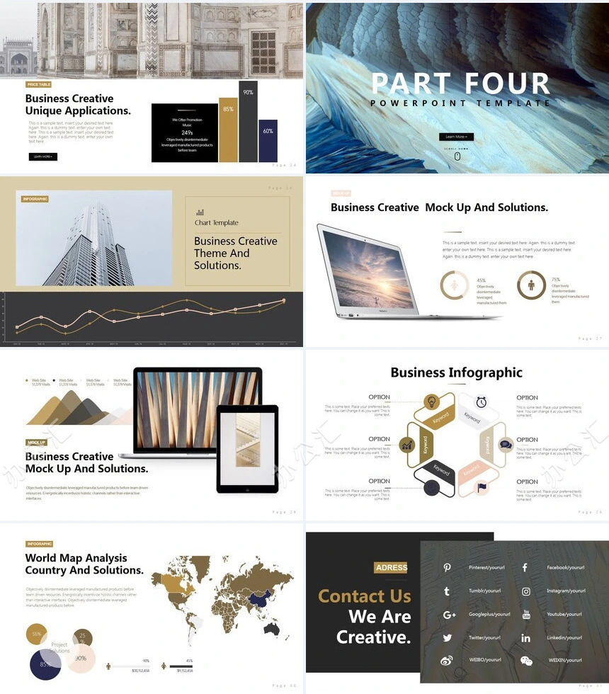 时尚水彩风格通用PPT模板(73)