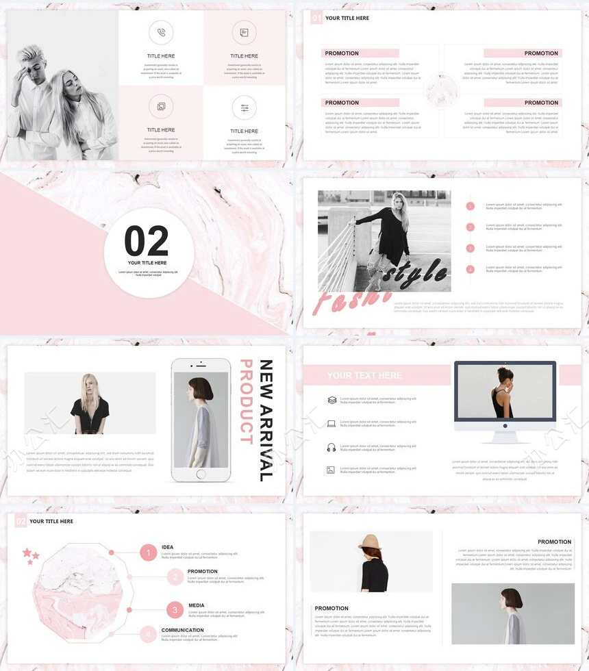 时尚水彩风格通用PPT模板(82)