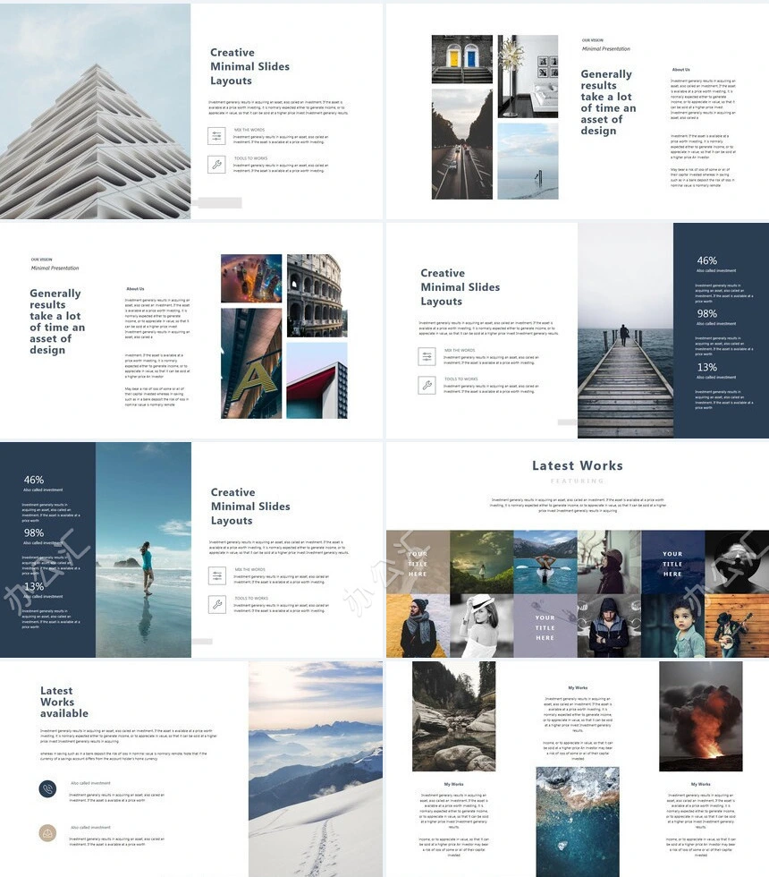 时尚水彩风格通用PPT模板(83)